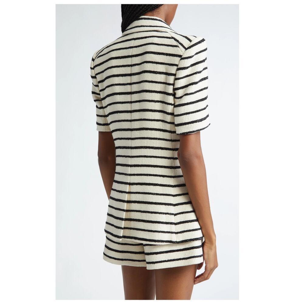 NWT Veronica Beard Jenny Stripe Short Sleeve Cotton Blend Dickey Jacket Size 6 - Picture 2 of 16